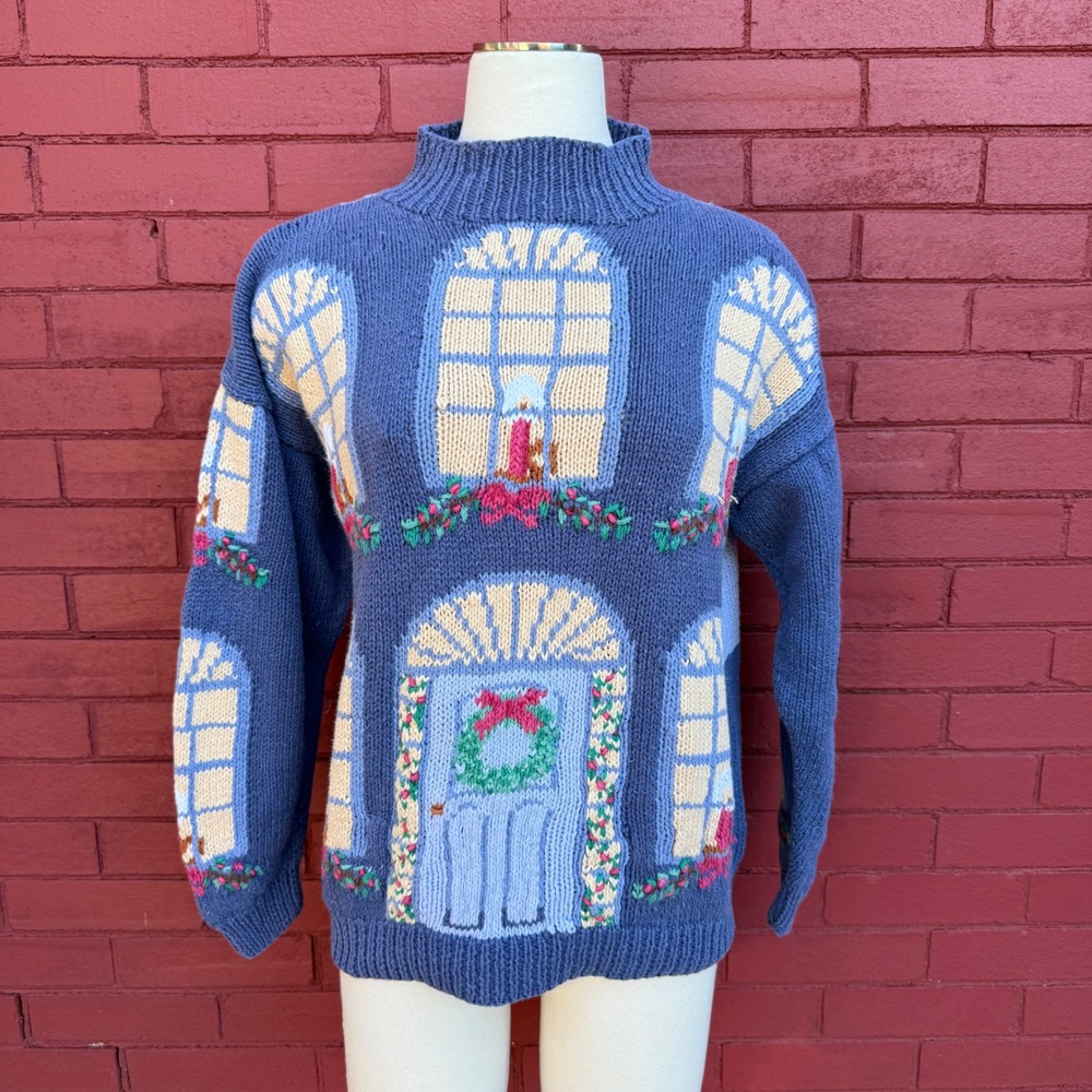 Northern Isles Signature Knitted Sweater Womens Size Med House Christmas People